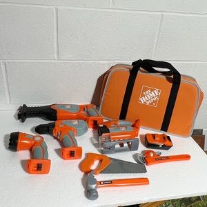 Rare Home Depot Power tools toys and Hand tools Boys Toys With Bag 9 pc